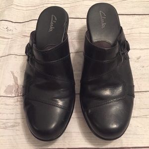 Clarks Black Leather Clogs